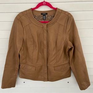 Alfani faux leather jacket in brown with lining size L